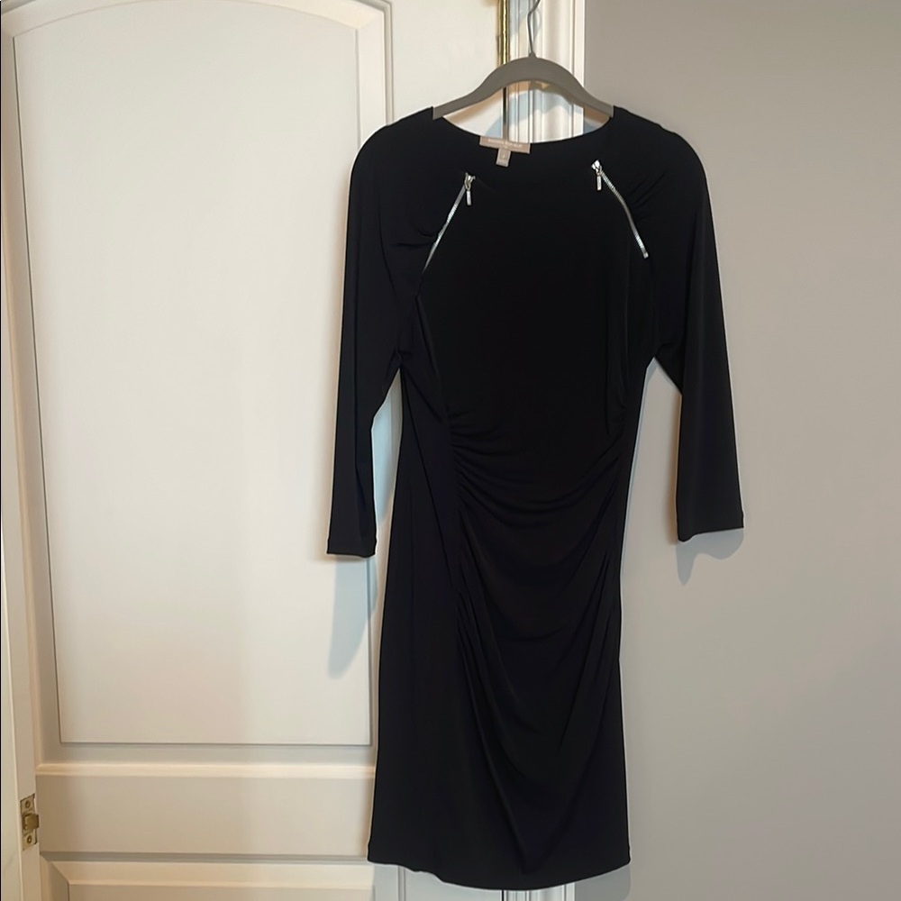Banana Republic Black Asymmetrical Long Sleeve Sheath Dress